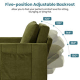 Upholstered Convertible Sleeper Sofa, 31.5" Pull Out Sofa Bed with 5-Position Adjustable Backrest, N719P272689F