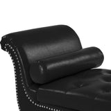 ZNTS Black, PU Leather, Metal Feet Upholstered Ottoman Bedroom Lounge Ottoman Flip Top Storage Sofa Bench 30930890