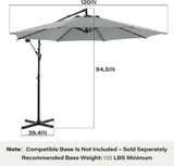 10ft Umbrella Hanging Offset Market Outdoor Sun Shade For Deck Poolside Easy Tilt Cross Base 96791939