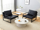 Set of 1 Classic Black PU Leather and Metal Frame Sofa -Ergonomically designed, a perfect blend of W3875P378628