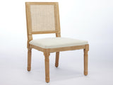 French Decor Chairs Set of 2, Louis Dining Chairs with Square Rattan Backrest and Exquisitely Carved W1143P335056