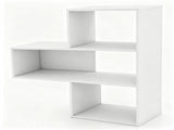 White Geometric Convex Bookshelf, 3-Tier Open Freestanding Display Shelf, Engineered Wood Storage 89319042