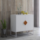 Solid wood square shape handle 2 doors sideboard W28222273