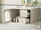 24" Bathroom Vanity Set Wall Mounted for Small Space, Bathroom Cabinet with Ceramic Sink, 2 Drawers N710P286704Y