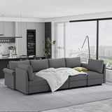 Modern 6-Seater U-Shaped Sofa with 2 Chaise Lounges, Convertible U Shaped Sofa Couch with with B2716P355757