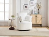 White Swivel Accent Chair,Round Swivel Barrel Chair,Armchair Upholstered Living Room Chair Corduroy W2120P293677
