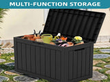 45 Gallon Waterproof Resin Outdoor Storage Deck Box, Lockable Organizer for Patio Pool Garden, Black 09299172