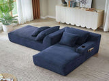 Compressible double chaise lounge with cupholders - No Assembly Required, Fluffy Modern Sleeper W2339P346396
