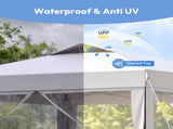 10x10 FT Folding Canopy Tent with 4 Sidewalls, One-Push Central Lock Outdoor Canopy with 2 Clear 43657061
