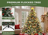 7.5ft Pre-Lit Artificial Christmas Tree with 1398 Branch Tips&550 Lights, Remote Control, Green 97506487