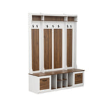 5-in-1 Entryway Bench with Coat Rack, 7 Sturdy Hooks, 2 Spacious Drawers and Adjustable Shelves, 88805831