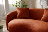 Mid Century Modern Curved Sofa, Boucle Fabric Couch for Bedroom, Office, Apartment, Orange W876102841