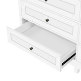 Wood Rustic Storage Dresser with 9 Drawers and Silver Handle, White N709P288888K