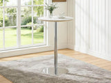 Rock slab circular tabletop non adjustable bar table, bar table with silver legs W2920P443468