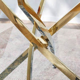 ZNTS Contemporary Square Clear Dining Tempered Glass Table with Gold Finish Stainless Steel Legs 33706923