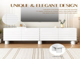Stylish Thick Wavy Door TV Cabinet with Adjustable Shelves, Cream Style TV Stand with 4 Cabinets for N721P350797K