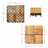 27 Pieces 12 x 12 Inch outdoor floor tilesAcacia Wood Interlocking Patio Deck Tile 92883574