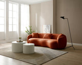 Mid Century Modern Curved Sofa, Boucle Fabric Couch for Bedroom, Office, Apartment, Orange W876102841