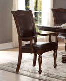 Traditional Style Dining Armchairs Set of 2pc Upholstered Seat Brown Cherry Finish Wooden Furniture B011122273
