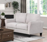 ZNTS Modern Transitional Sand Hued Textured Fabric Upholstered 1pc Loveseat Attached Cushion Living Room B01156549