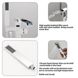 Bathroom Freestanding Waterfall Tub filler Matte Black Floor Mount Faucet with Hand Shower W1224105987