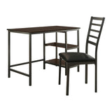 Black Finish 2-Piece Writing Desk Set with Chair Industrial Style Metal Frame Faux Leather B011P182511