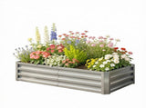 4' x 2' x 1' Galvanized Raised Garden Bed for Patio Herb Gardening, Sturdy Metal Planter Box 95807559