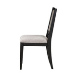 Set of 2 Dining Chairs with Upholstered Seat, Grey and Black B016P227318