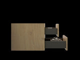 Alice24-106, Wall mount cabinet without basin, Natural oak color, with two drawers, Pre-assembled W1865P147101