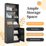 Bathroom Storage Cabinet, Cabinet with Two Doors and Drawers, Adjustable Three-layer Open N725P186645B