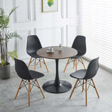 31.5"BLACK AND WALNUT Tulip Table Mid-century Dining Table for 2-4 people With Round Mdf Table Top, W234P143406