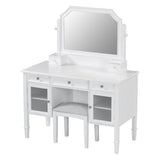 44.4" Makeup Vanity Desk with Large Adjustable Mirror, Dressing Table Set with Drawer & Cabinet, N844P292486A