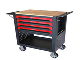 4 DRAWERS MULTIFUNCTIONAL TOOL CART WITH WHEELS AND WOODEN TOP 48936542