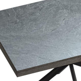55.11" -70.86"Retro Rectangular Stretch Dining Table,Dark Grey stone Top And Relief Plate, W757P209558