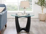23.5 inch round glass table, black round table center table with glass top, small W487P317840