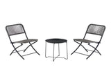 3-Piece Folding Outdoor Patio Bistro Set, Steel and Wicker Rope, Gray/Black 89165992