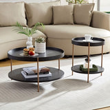 2-Piece Modern 2 tier Round Coffee Table Set for Living Room,Easy Assembly Nesting Coffee Tables, W2582P167726