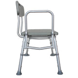 ZNTS Medical Bathroom Safety Shower Tub Aluminium Alloy Bath Chair Transfer Bench with Back & Handle Gray 23066478