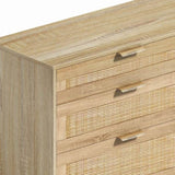59" Rattan Dresser with Drawers, 6 Drawer Dresser for Bedroom, Clothes Storage Cabinet for Bedroom, W757P209511