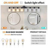 Modern 8-Light Vanity Bathroom Mirror Light, Frosted White Glass with Black Iron Frame, Contemporary W1340P206696