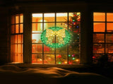 24in Pre-lit Outdoor Christmas Wreath Decoration, Lighted Metal Wreath with Golden Bow, Green and 30783060