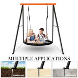 ZNTS Swing Sets for Backyard, 440Lbs Toddler Porch Swing, Swingset Outdoor for Kids, Metal A-Frame Swing 55608232