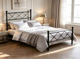 78"40" Twin Metal Platform Bed Frame, X-Design Headboard & Footboard with LED Lights, USB & Type-C 33847387