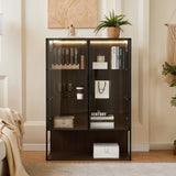 51.2'' Tall Lighted Display Cabinet with Tempered Glass Door, Metal Frame LED Curio Cabinet, Modern N845P261777D
