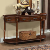Retro Curved Wood Console Table, 52 inch Circular Half Moon Sofa Table with Open Shelf and 2 W1202P248850