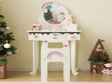 Kids Vanity Table and Chair Set with 7pcs Pretend Play Makeup Toys, Girls Vanity with Mirror & 04076145
