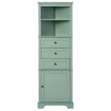 ZNTS Green Triangle Tall Cabinet with 3 Drawers and Adjustable Shelves for Bathroom, Kitchen or Living 58750373