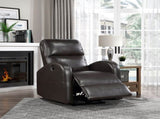 Power Reclining Chair 1pc Brown Faux Leather Upholstered Modern Contemporary Power Motion Reclining B011P233934