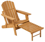 Outdoor Wooden Folding Adirondack Chair with Retractable Ottoman, Pre-Assembled BackRest & 94808483