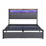 ZNTS Full Bed Frames with Storage Headboard and Drawers, LED Platform Bed Frame Full Size, LED 97563678